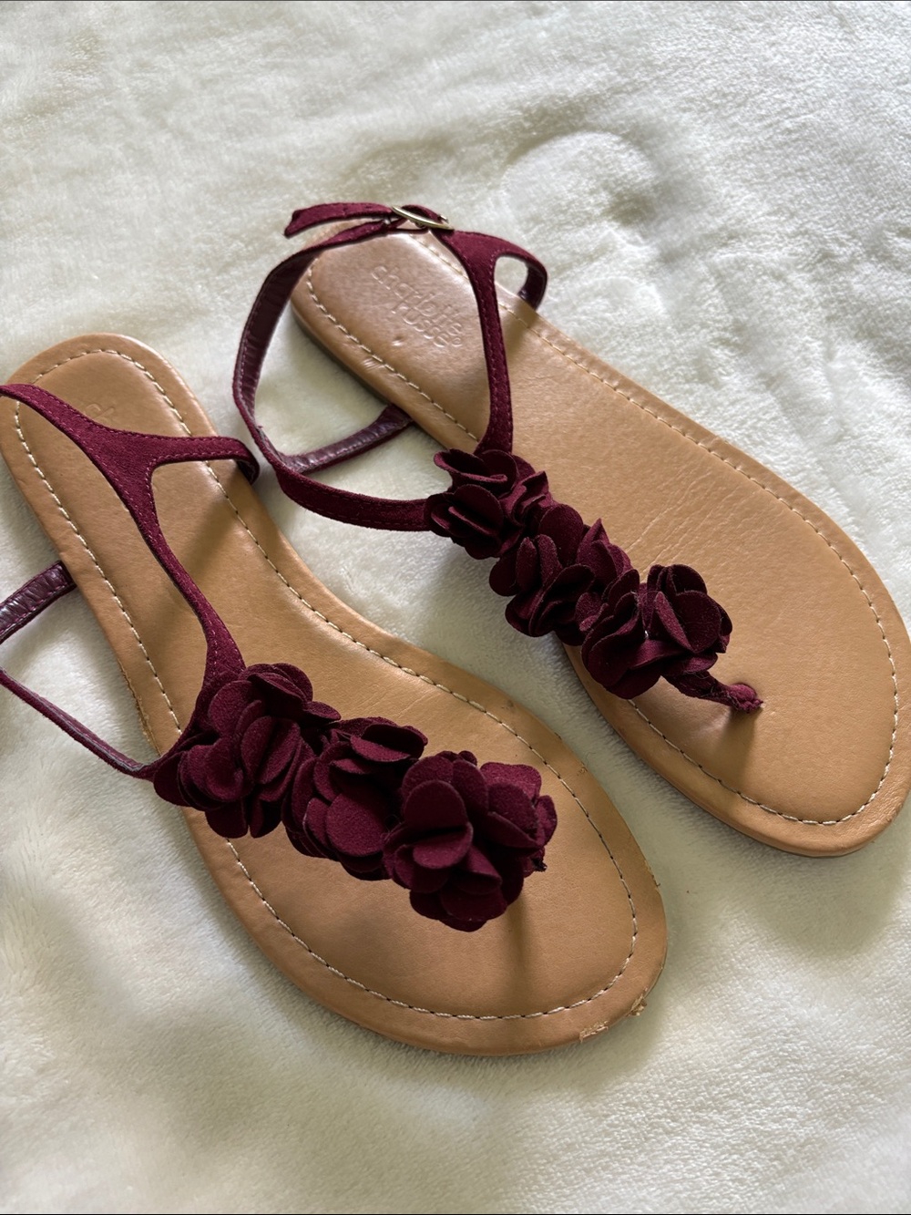 Charlotte Russe Burgundy Floral Sandals